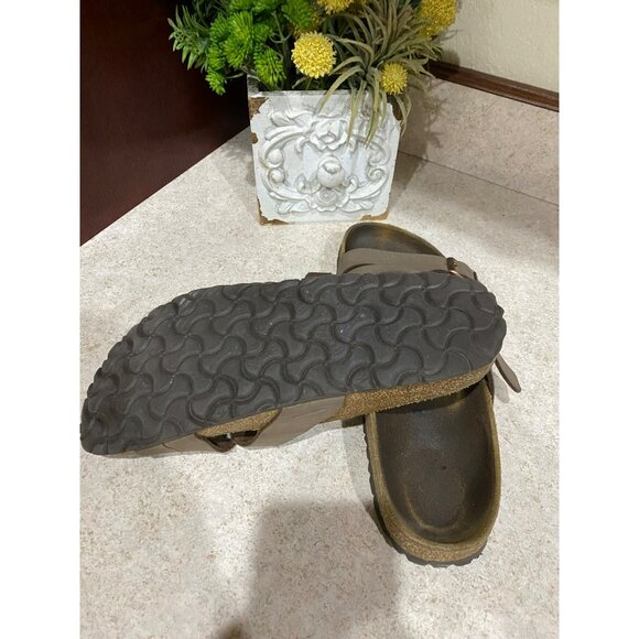 Birkenstock Womens Mayari Sandals Size 39 Brown Vegan Leather Cork Sole Adjustab - Picture 6 of 6